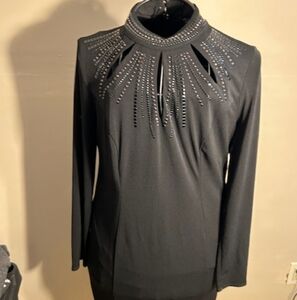 bling size medium womens   black  dress casual long sleeve